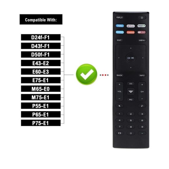 Universal XRT136 Remote Control for Vizio Smart TVs D24f-F1 D43f-F1 E43-E2 M65-E - Picture 4 of 7